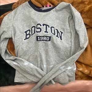 Gray Boston 1980 Sweatshirt crop baby long sleeve